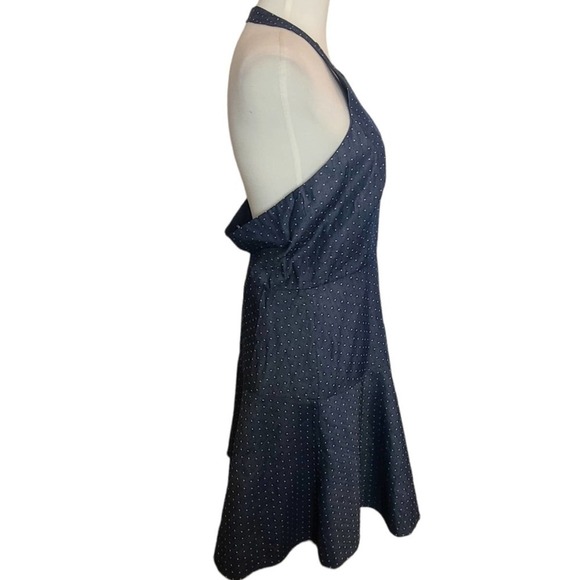 Parker Blue Polka Dot Halter Backless Fit & Flare Mini Dress Medium NWT - Picture 5 of 7